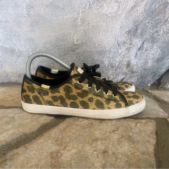 Keds x Kate Spade Gold Black Glitter Cheetah Leopard Shoes Sneakers Women’s 5 - Picture 1 of 6